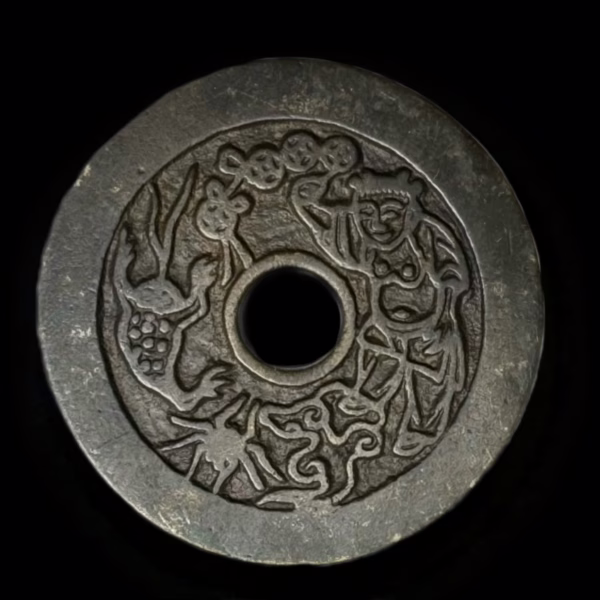 Liu Hai playing with the golden toad on the front and the Five Venoms on the back